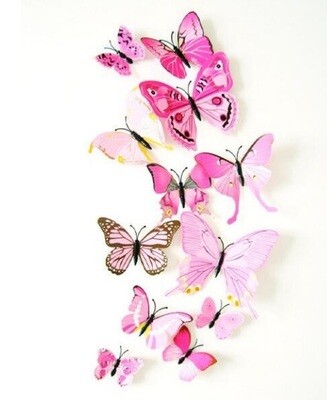 3D Vlinders - Mix Licht Roze