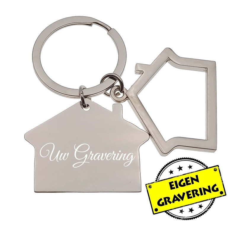 Sleutelhanger Huisje - Eigen Gravering