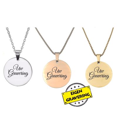 Ketting RVS - Rond - Eigen Gravering