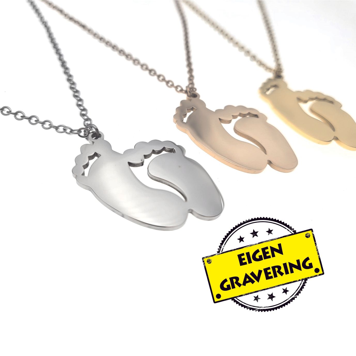 Ketting RVS - Voetjes - Eigen Gravering