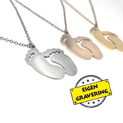 Ketting RVS - Voetjes - Eigen Gravering