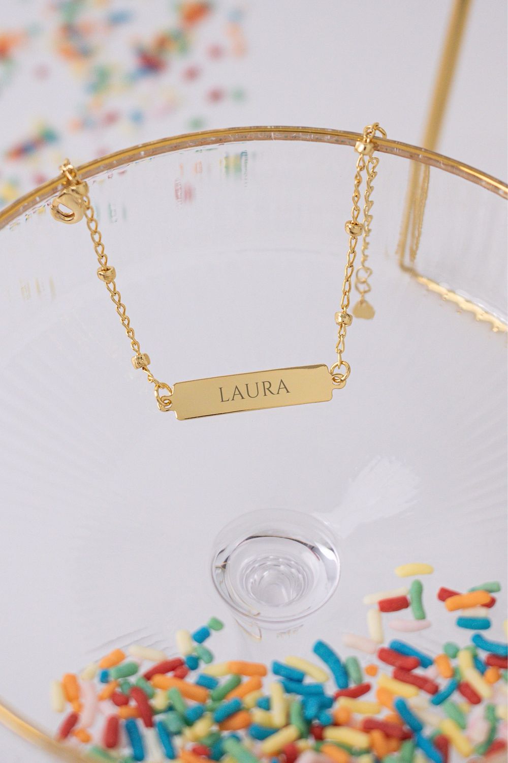 Personalized Kids Beaded Bracelet -GOLD
