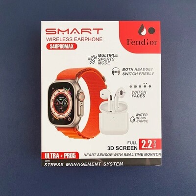  New 2.2Inch Screen S40 Pro Max Smart Watch Bluetooth Call Earphone 2 In1 Rate Monitor Mode With Mic Smartwatch