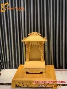 Bàn Thần Tài 1 Tầng Mái PơMu Sứ Gấm Sen Xanh + Kệ