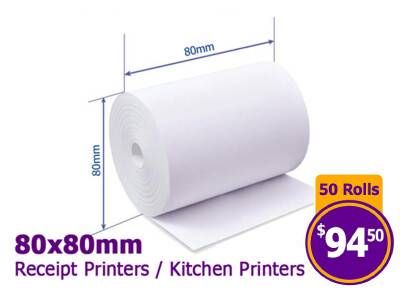 80x80 Thermal Paper Rolls (50 Rolls)
