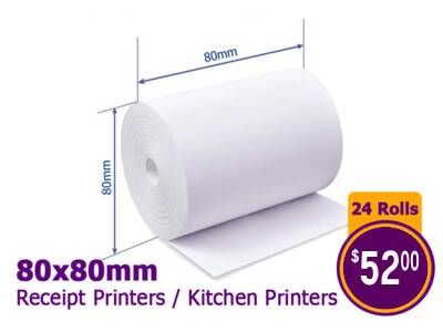 80x80 Thermal Paper Rolls (24 Rolls)