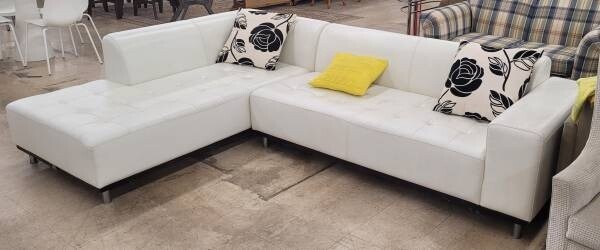 Italian Leather L-Shapes Couch **DELIVERY AVAILABLE