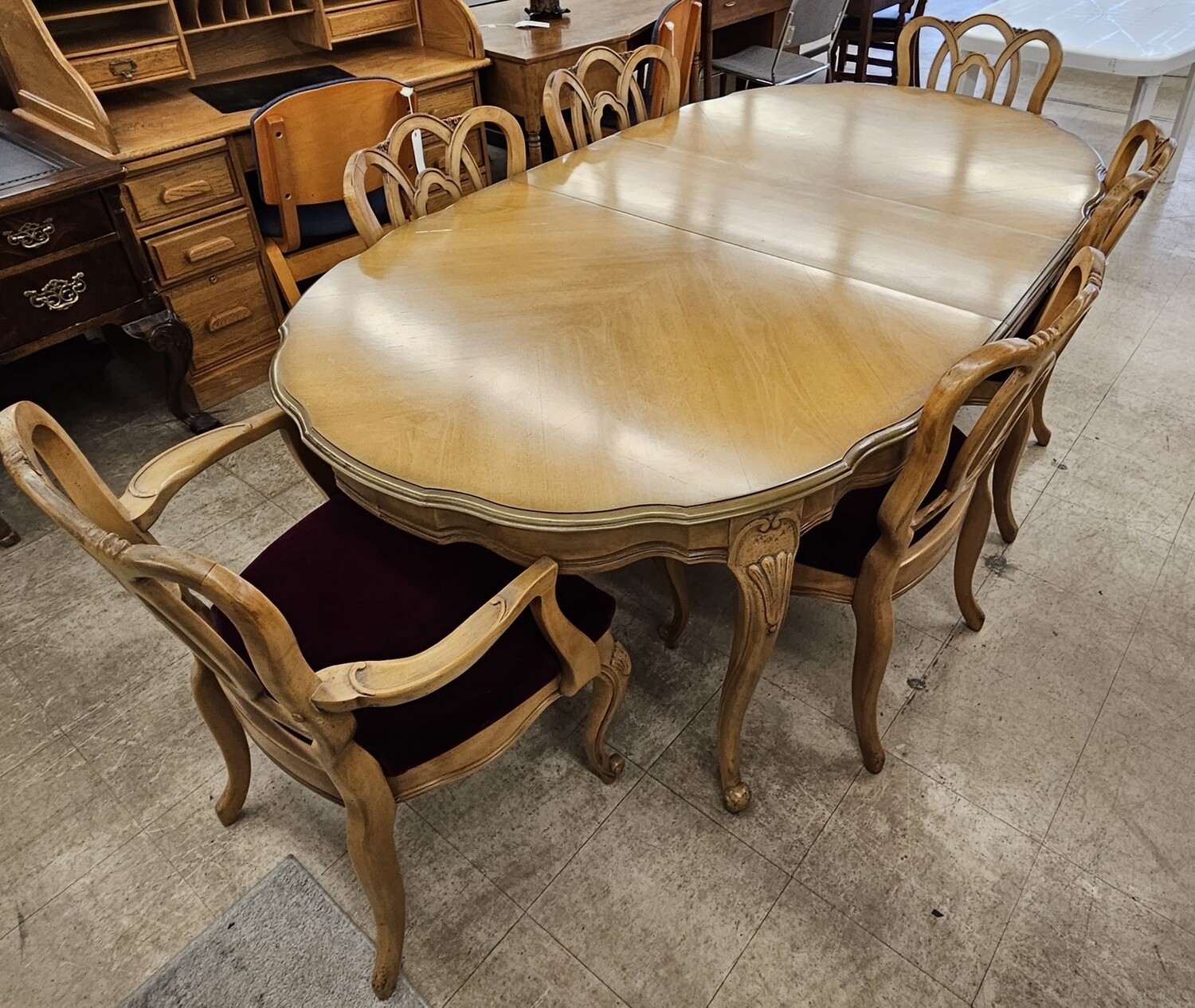 French Provincial Dining Table with Six Chairs