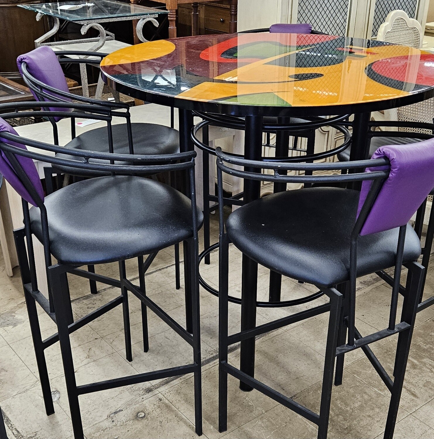 Funky High Top Table & 4 Chairs **DELIVERY AVAILABLE