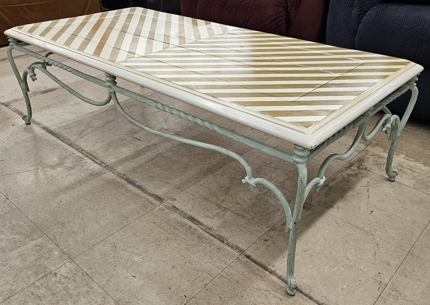 Rectangle Gold Striped Coffee Table