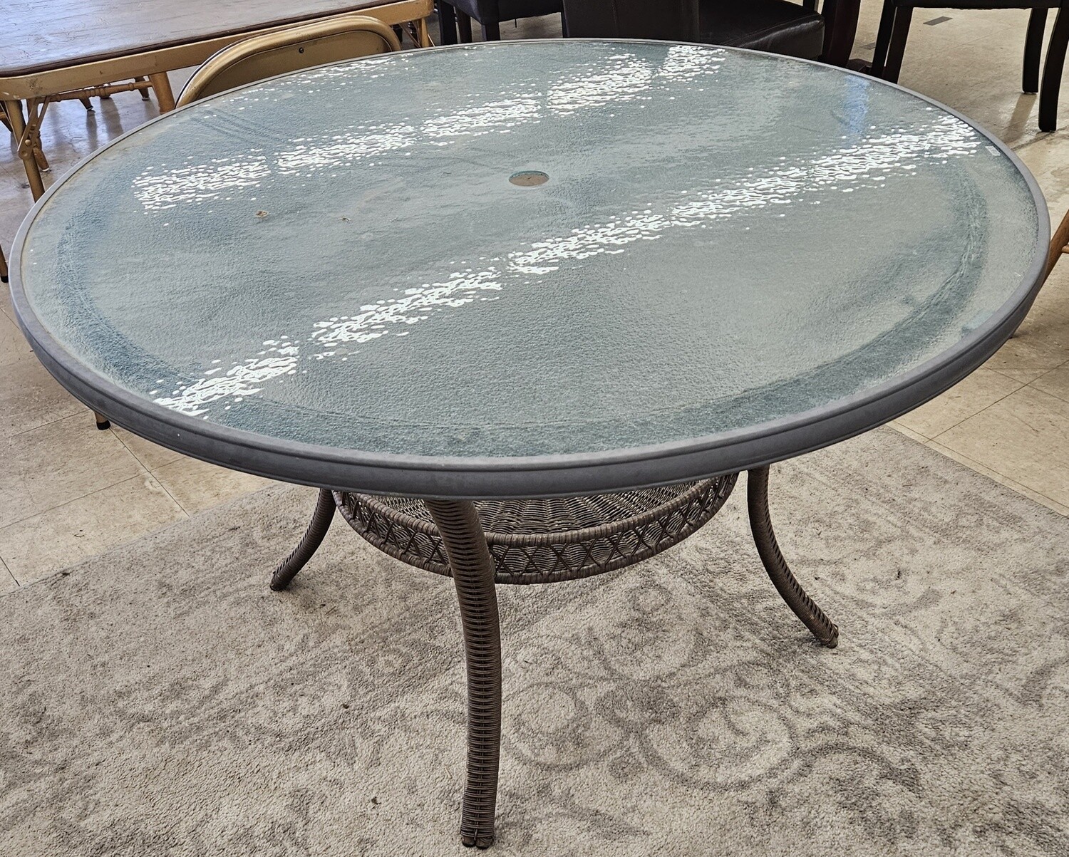 Frosted Glass Round Patio Table