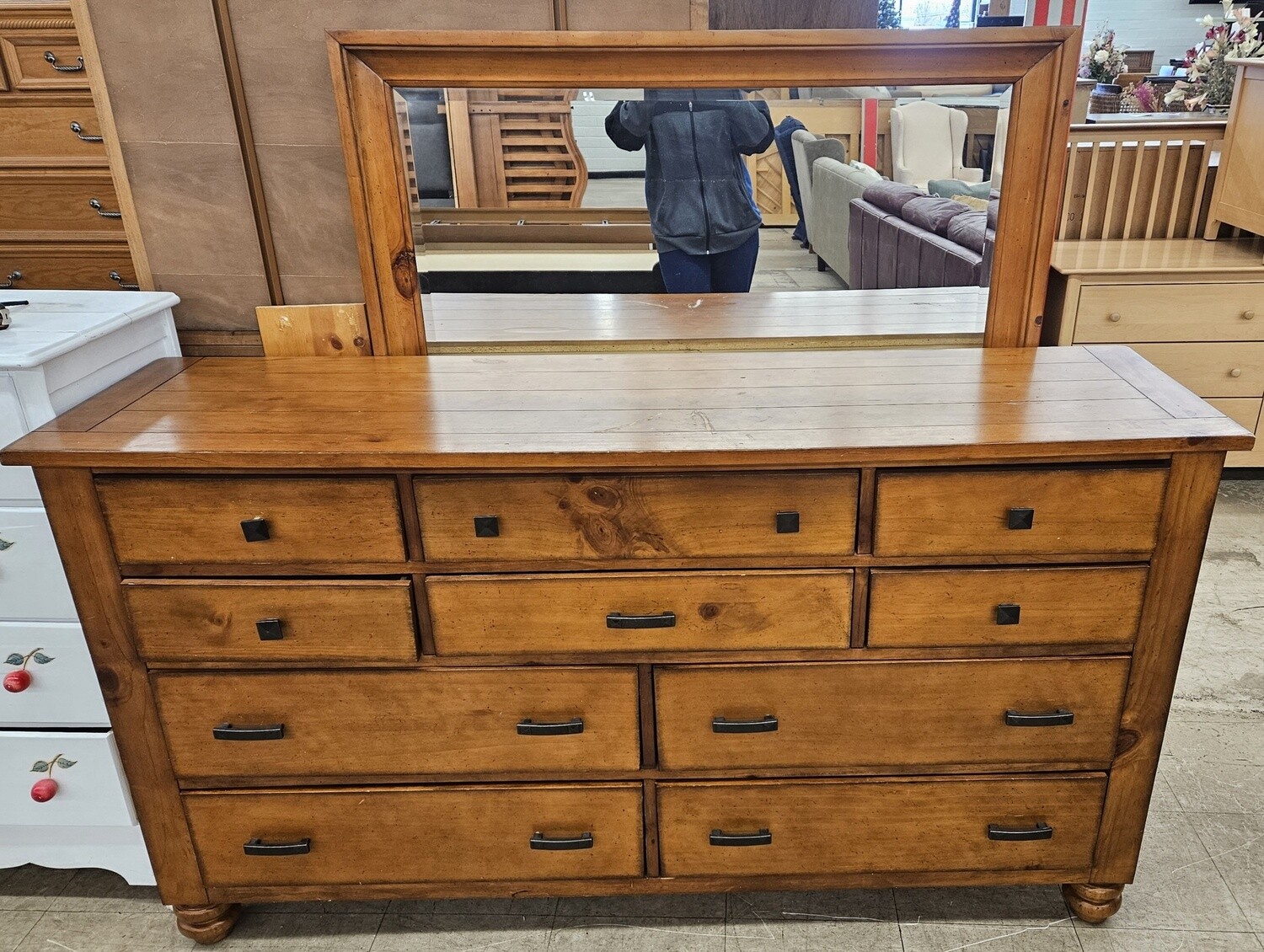 Golden Lowboy Dresser With Mirror