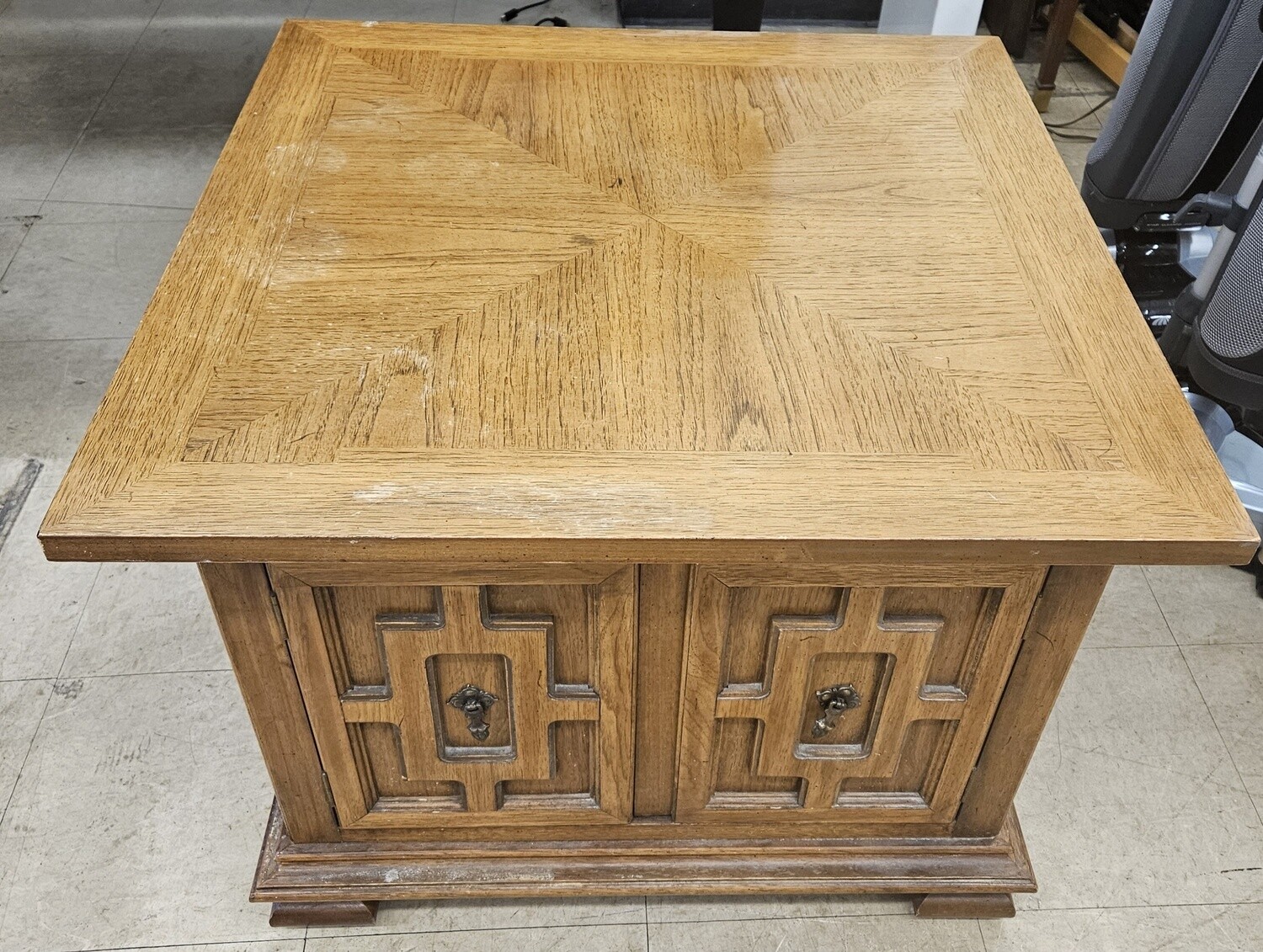 Solid Oak Square End Table