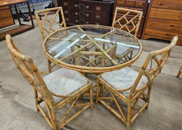 Brazilian Bamboo Dining Set Table & 4 Chairs