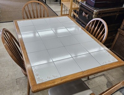 Dining Table Set With Tile Inlay