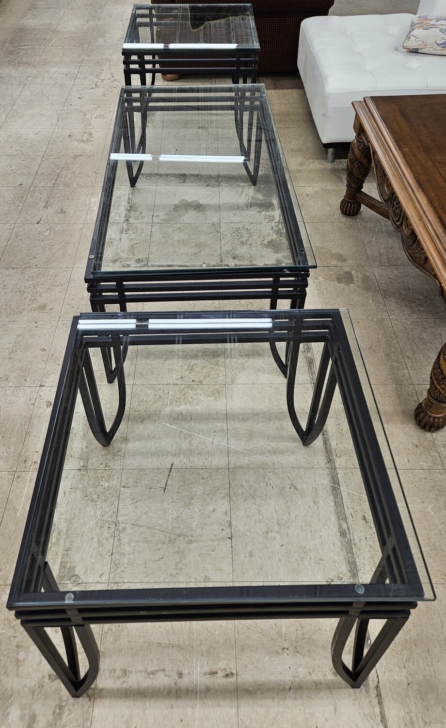 Art Deco Glass Top Coffee Table Set