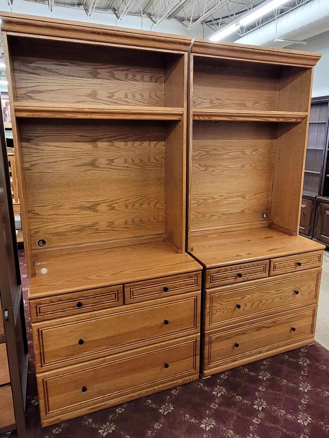 Golden Oak Office Shelves
