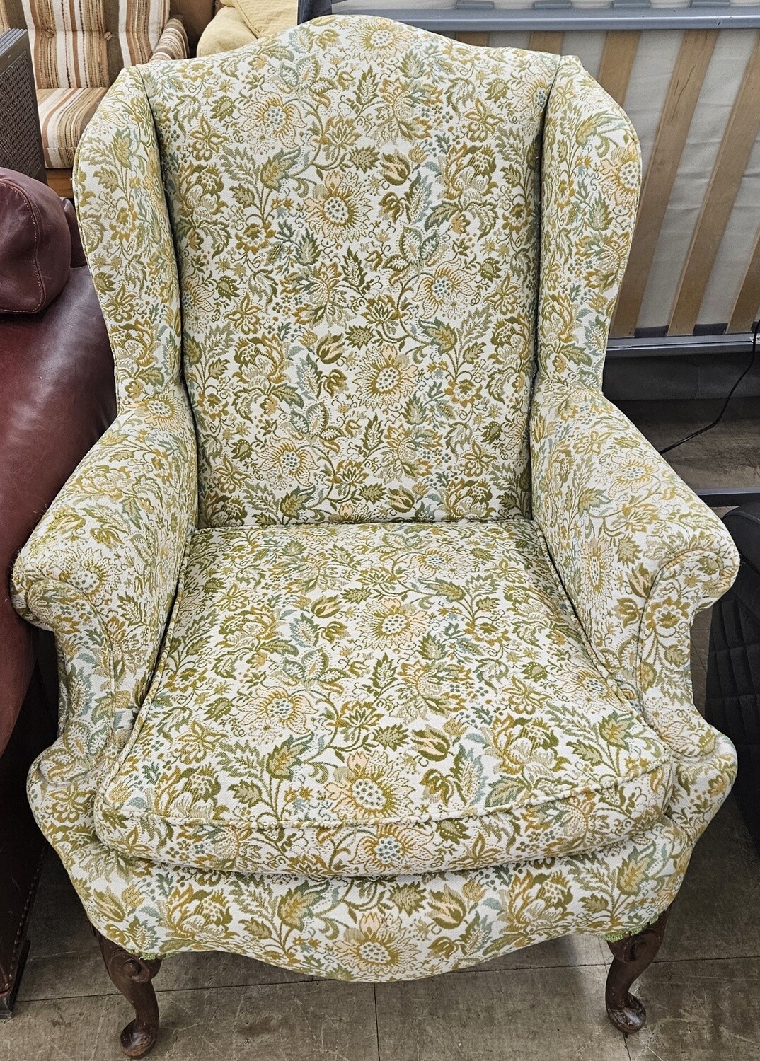 Floral Scroll Wingback Chair