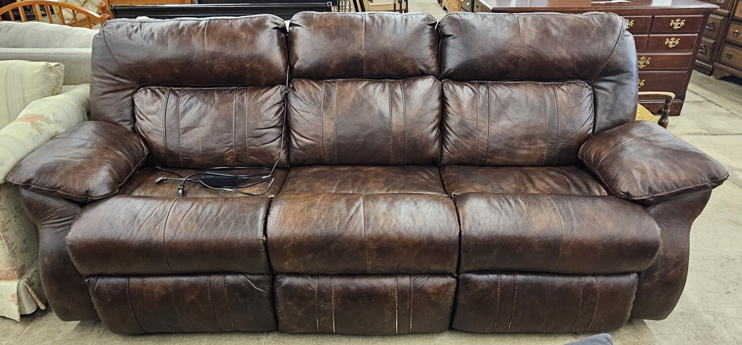 Distressed Leather Power Recliner