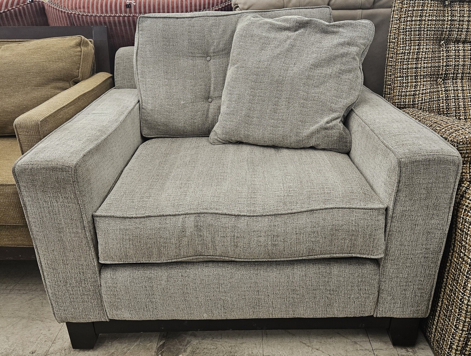 Grey Microfiber Oversized Chair