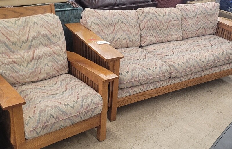 Basset Funiture Mission Oak Style Couch Set