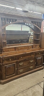 DARK OAK Lowboy Dresser with Vanity Hutch **DELIVERY AVAILABLE