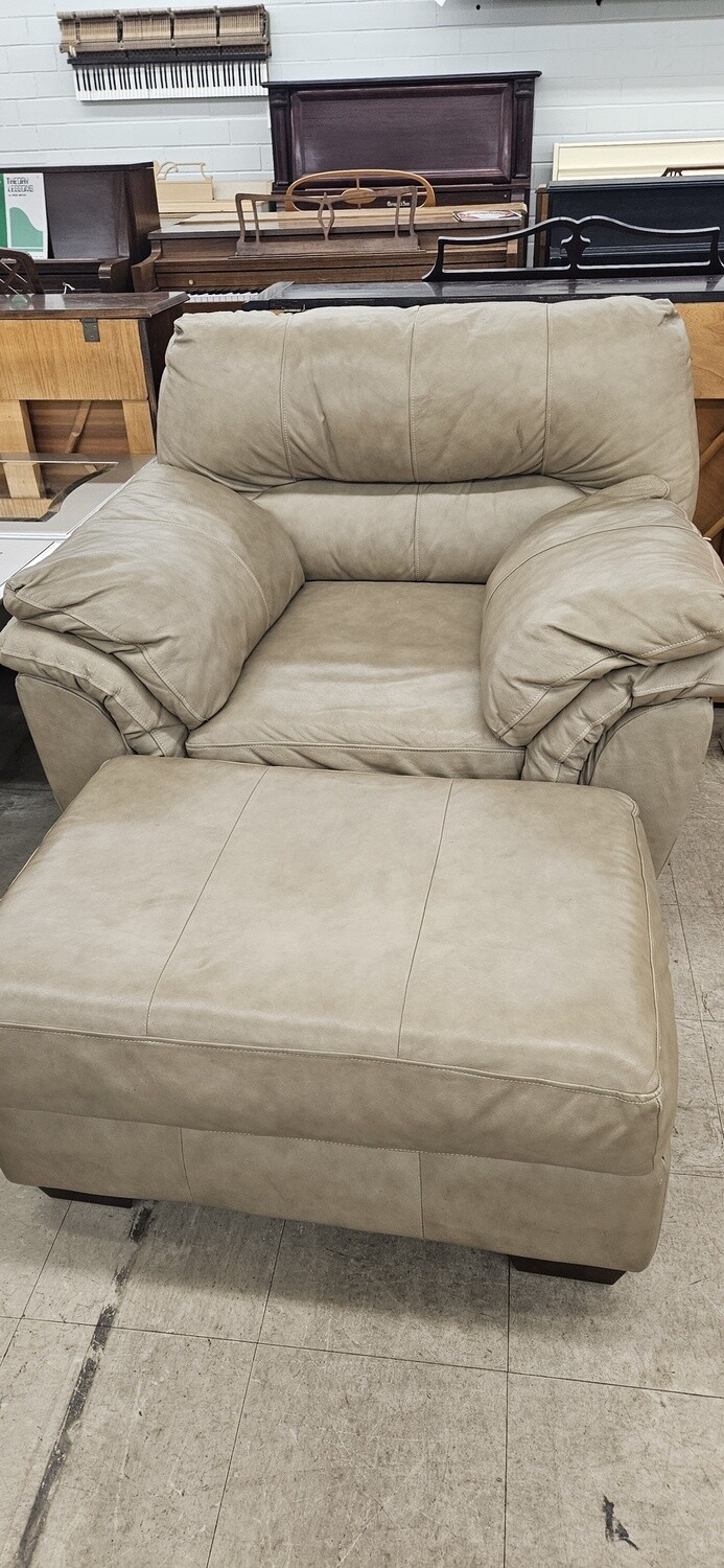 Oversized Leather Chair with Ottoman  **DELIVERY AVAILABLE