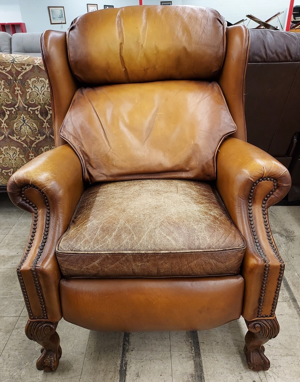 Distressed Leather Recliner