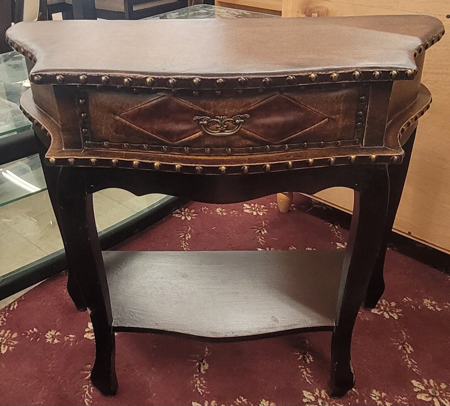 Leather top hall table