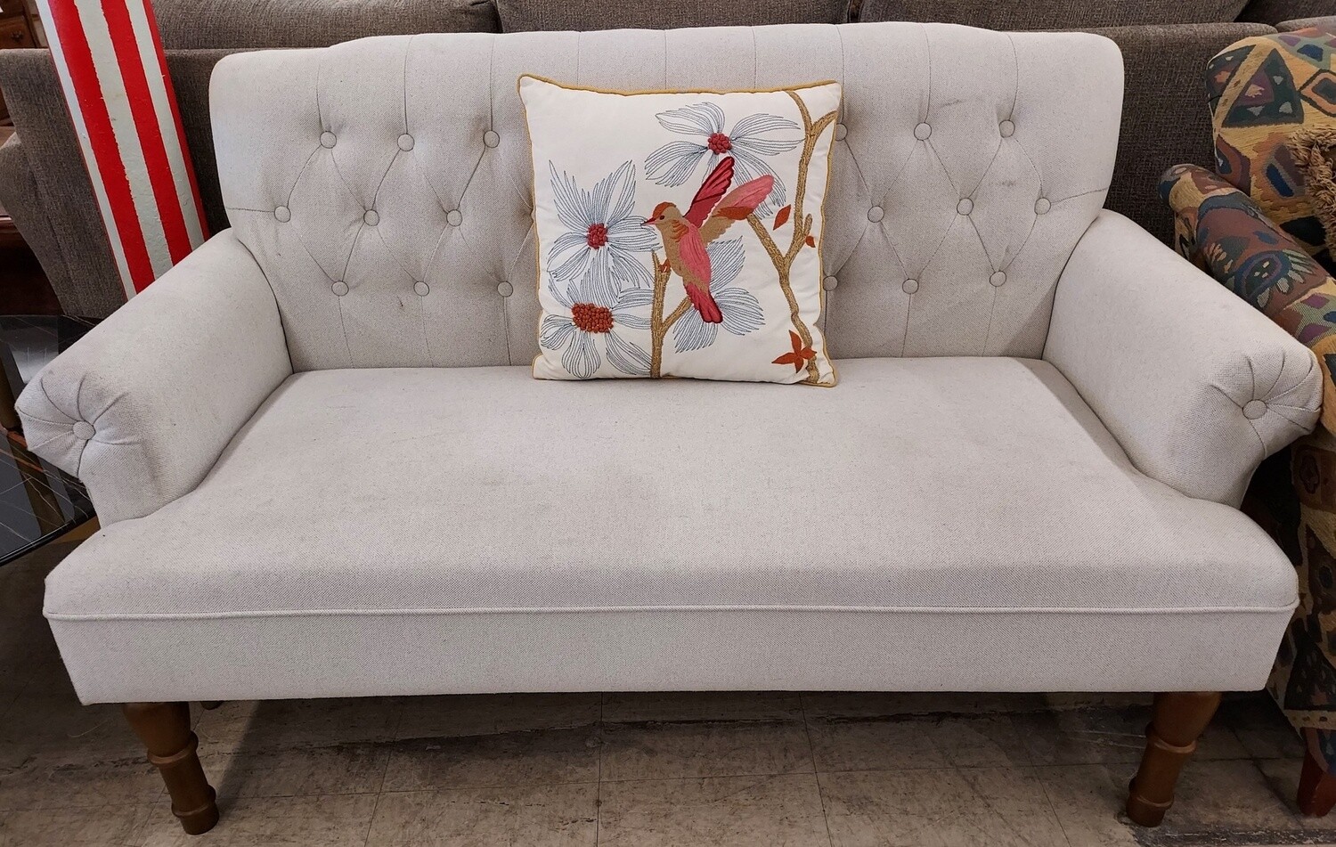 White Bench Style Loveseat