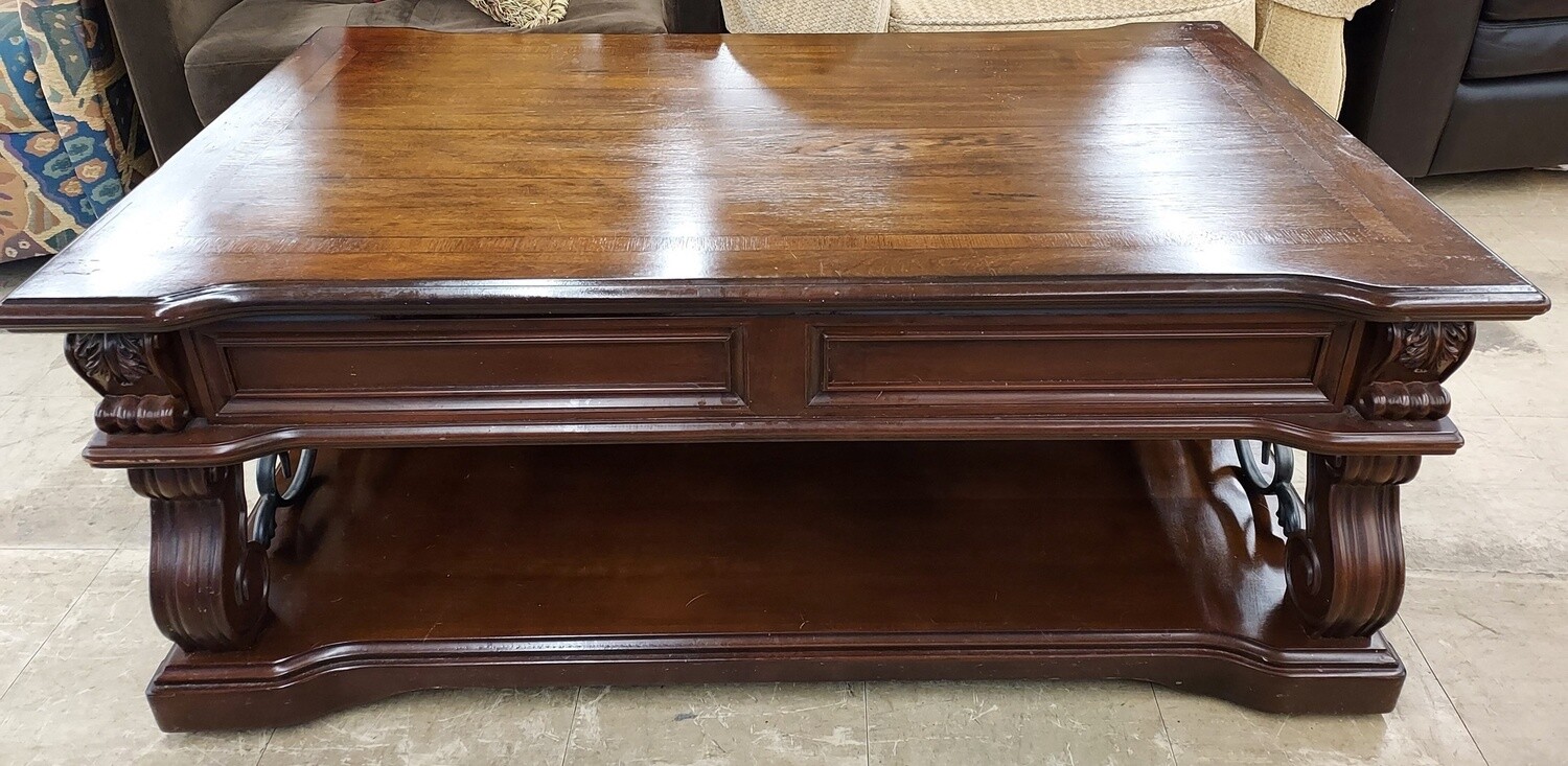 Dark 2 Drawer Poptop Coffee Table
