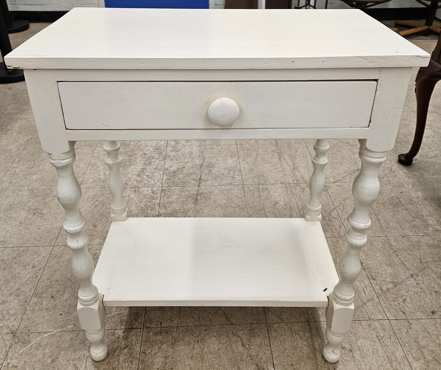 White Wooden End Table