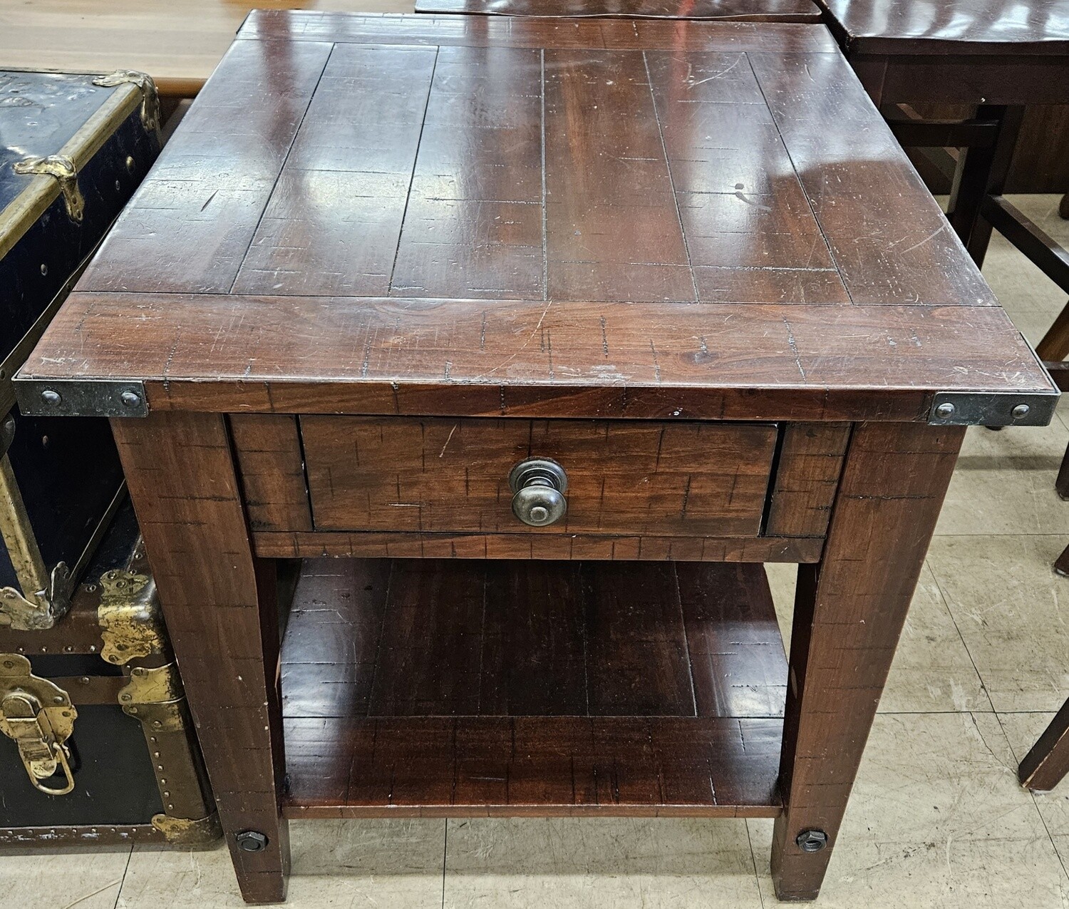 Rustic Dark End Table