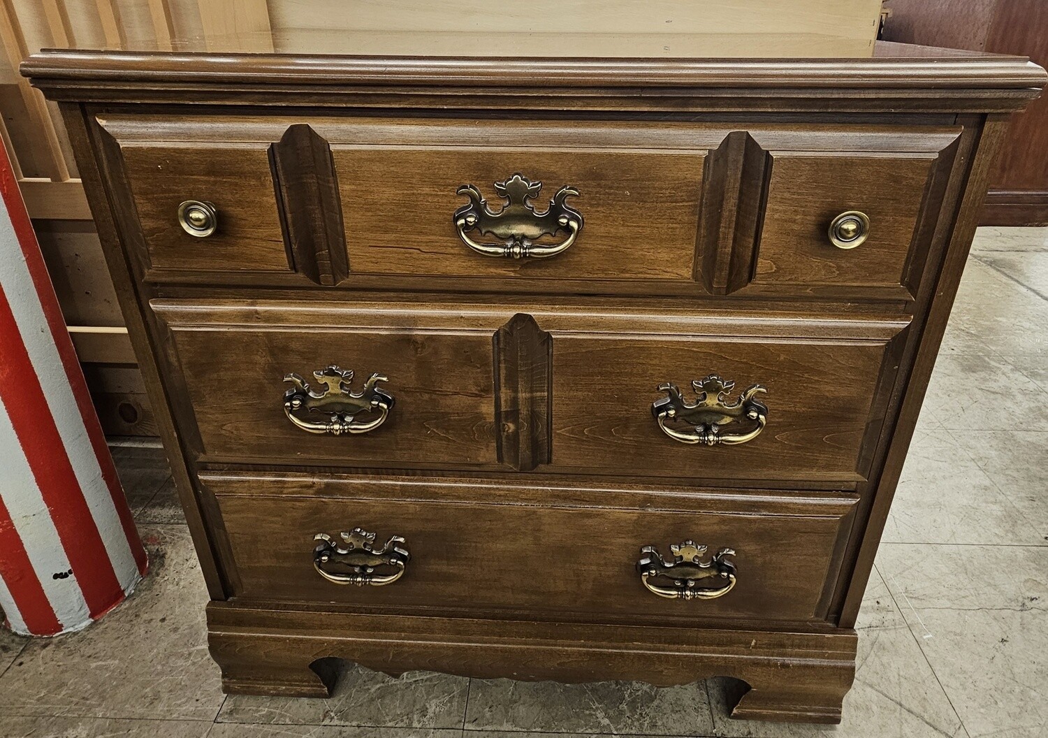 Maple three drawer dresser