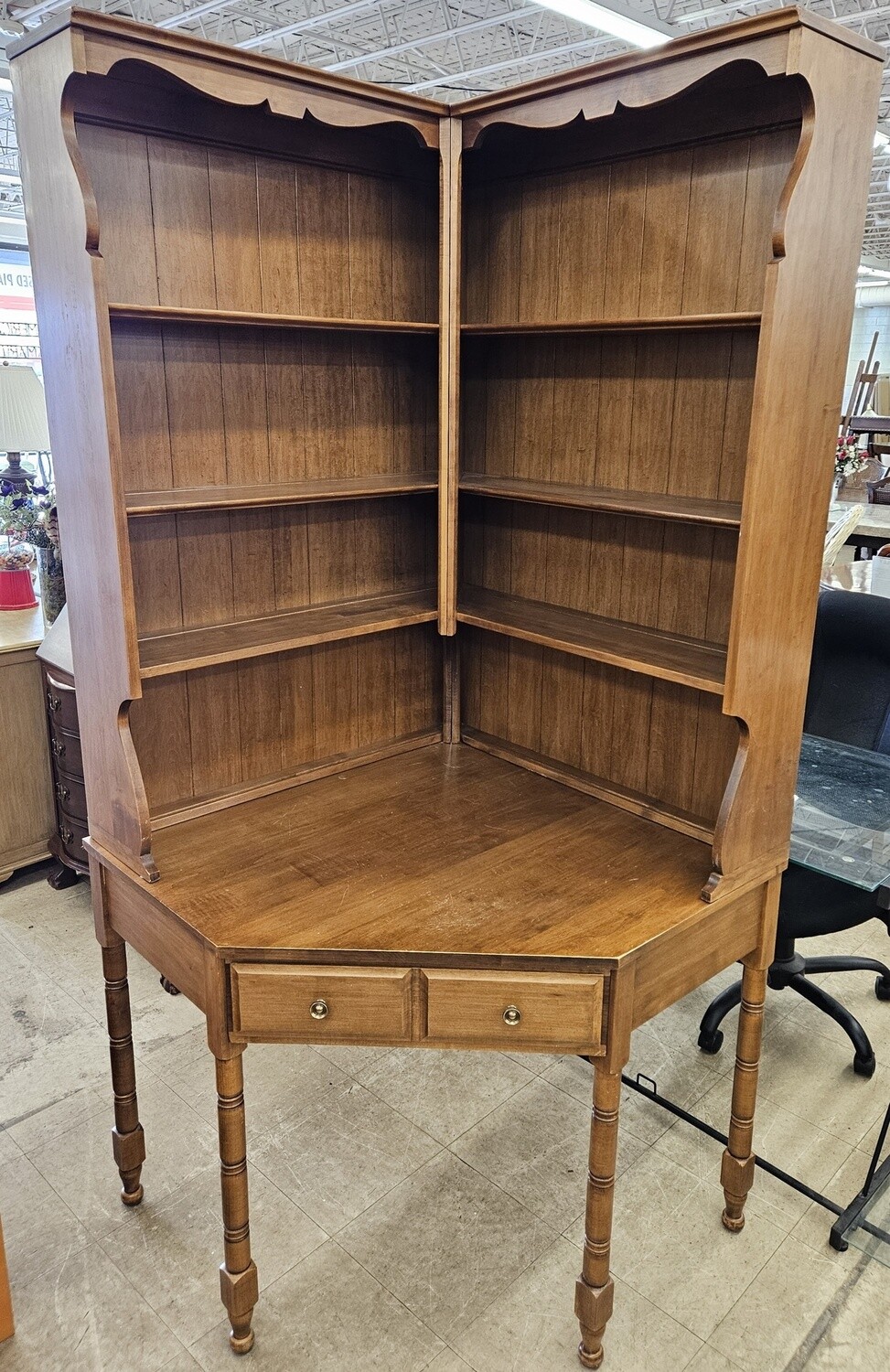 Solid Rock Maple Corner Desk and Hutch