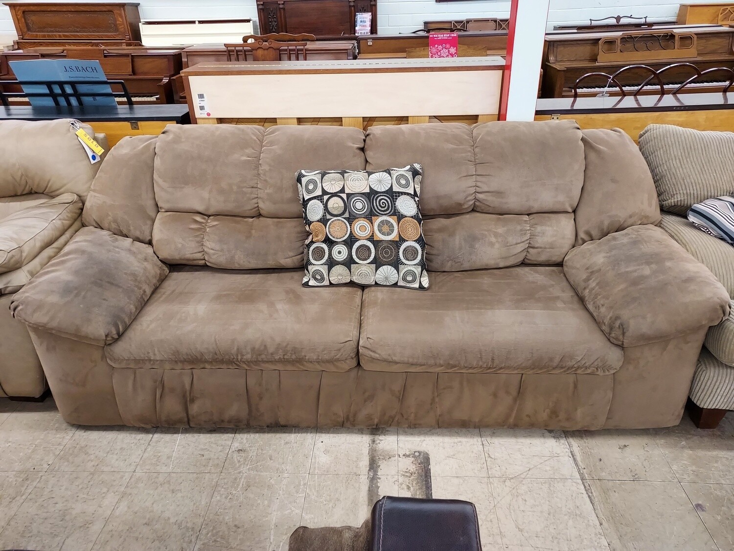 Tan Faux Swade Couch