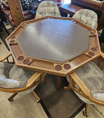 Poker Table with Four Upholstered Chairs