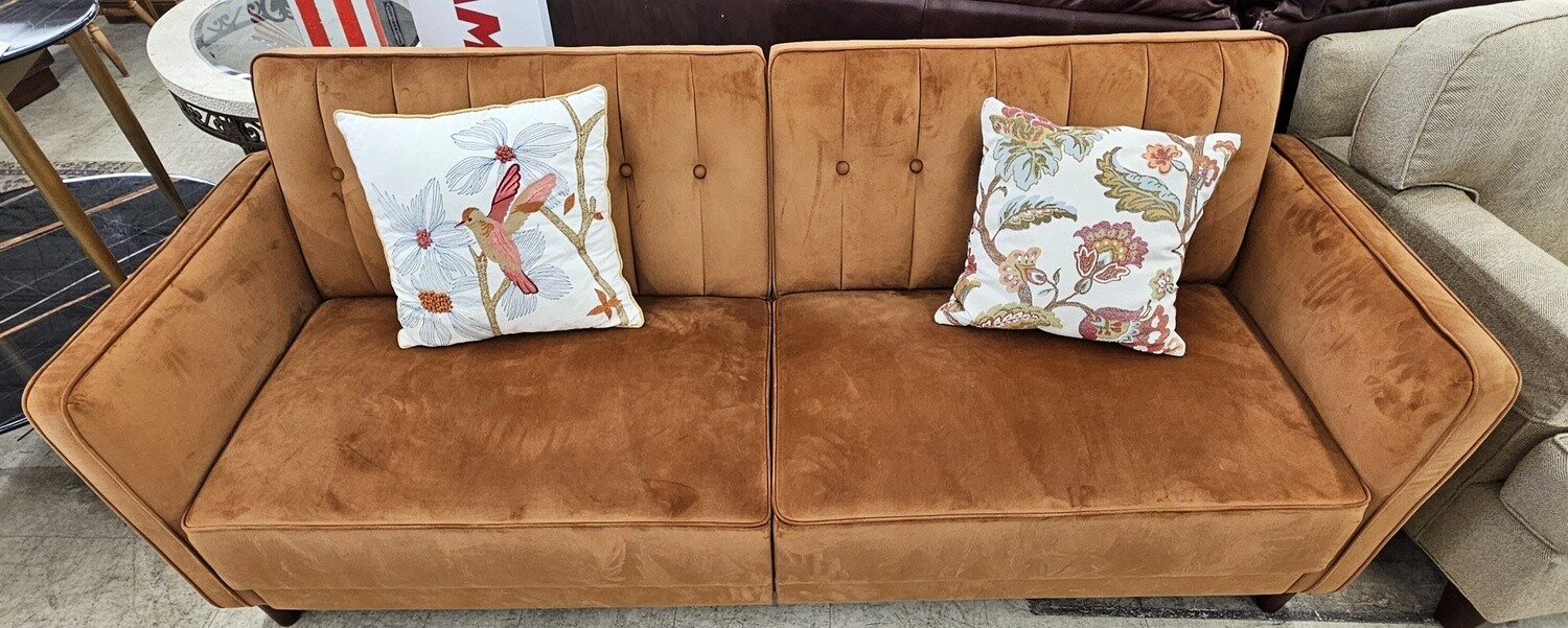 Burnt Orange Retro Style Sleeper Sofa Bed