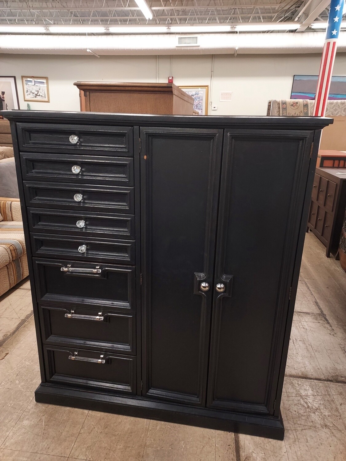Ebony Chest of Drawers w/ Glass Handles