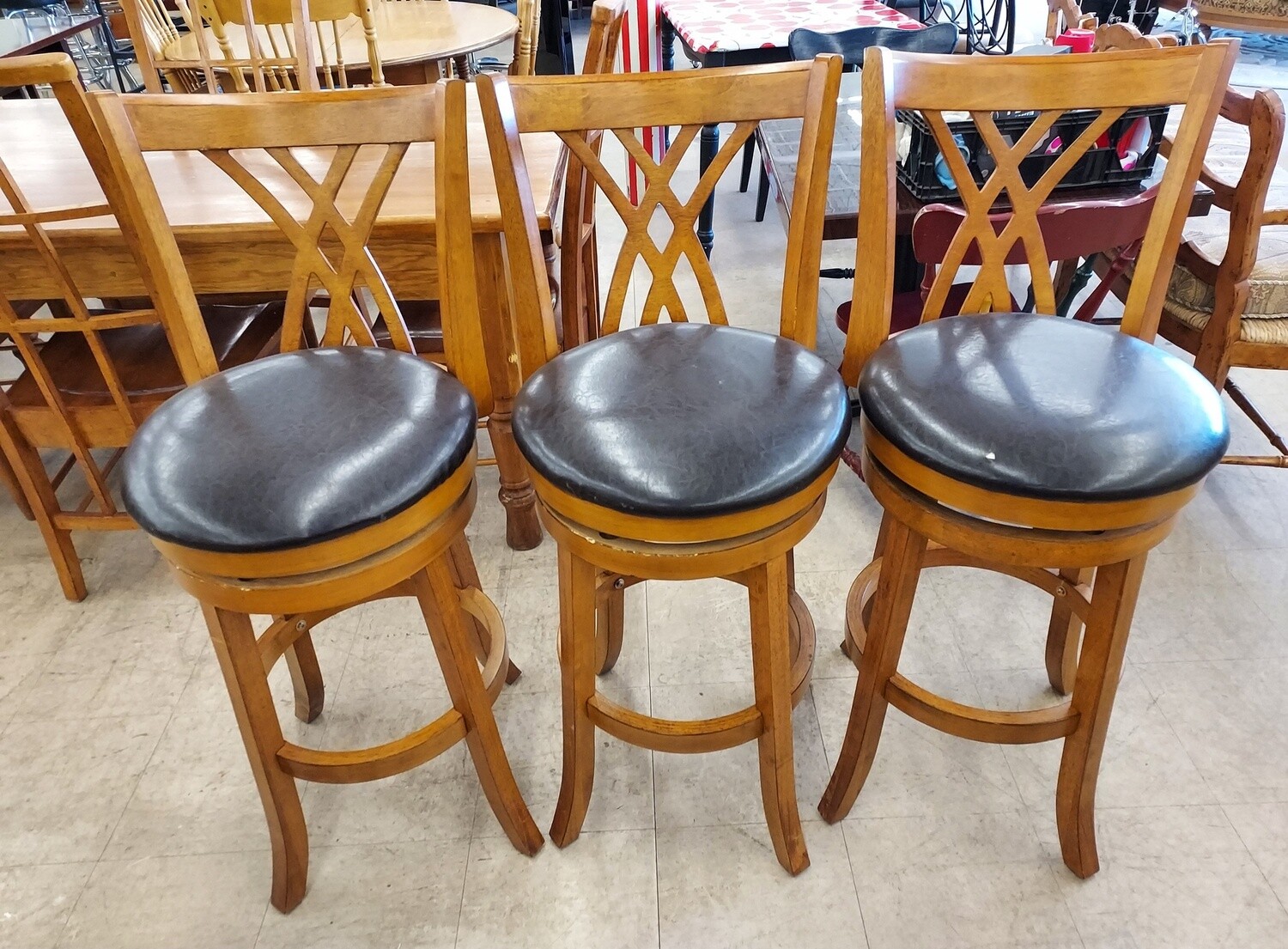 Barstools w/ Dark Leather Tops