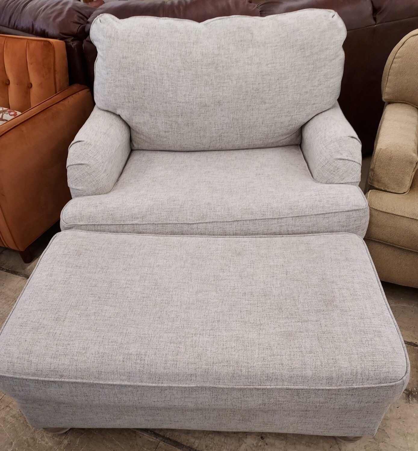 Large Light Grey Chair &amp; Ottoman