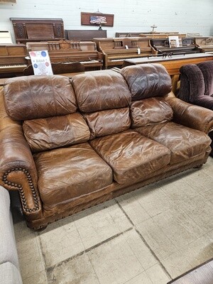 Distressed Brown Leather Couch