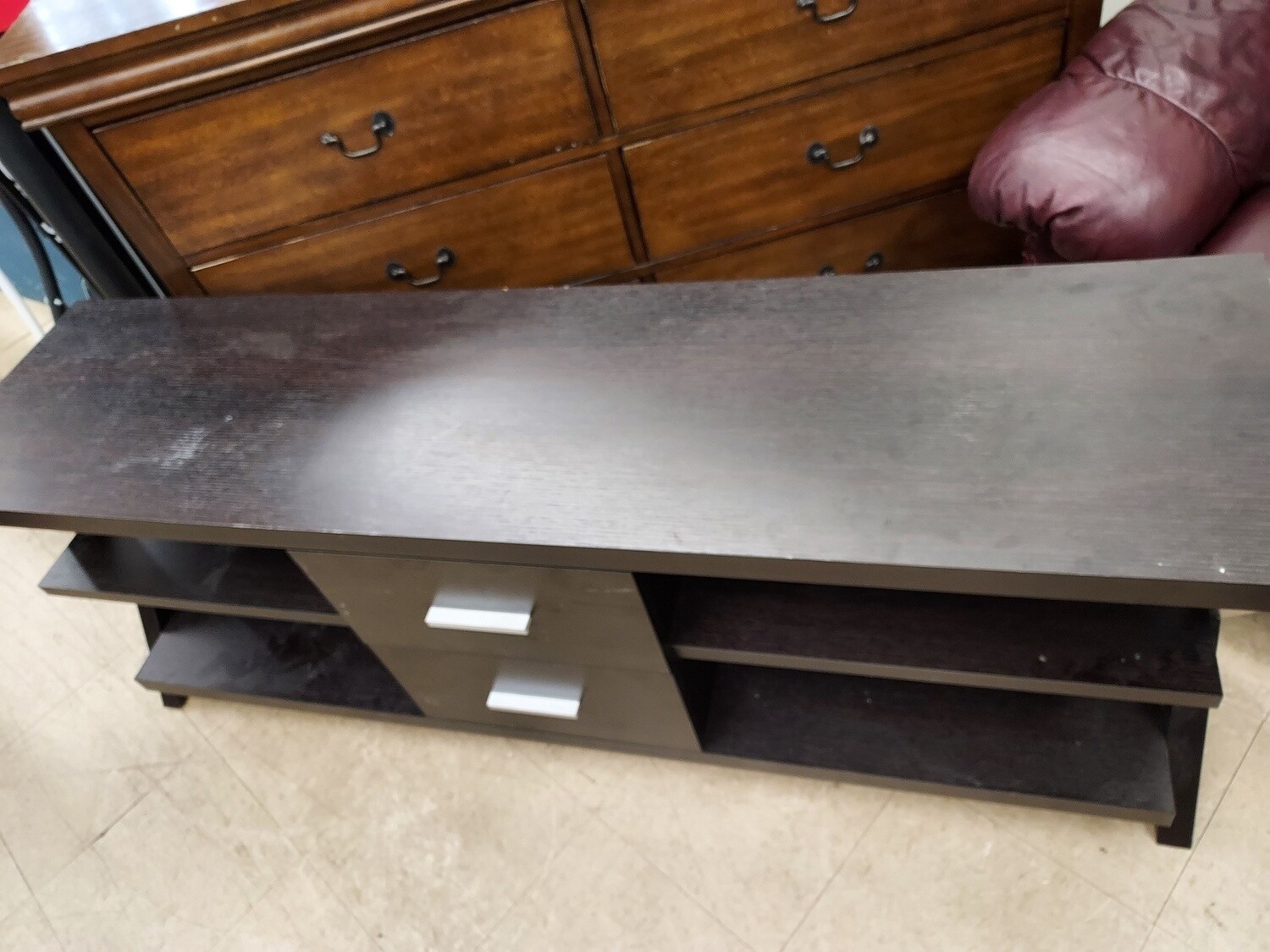 Black Modern TV Stand w/2 Drawers