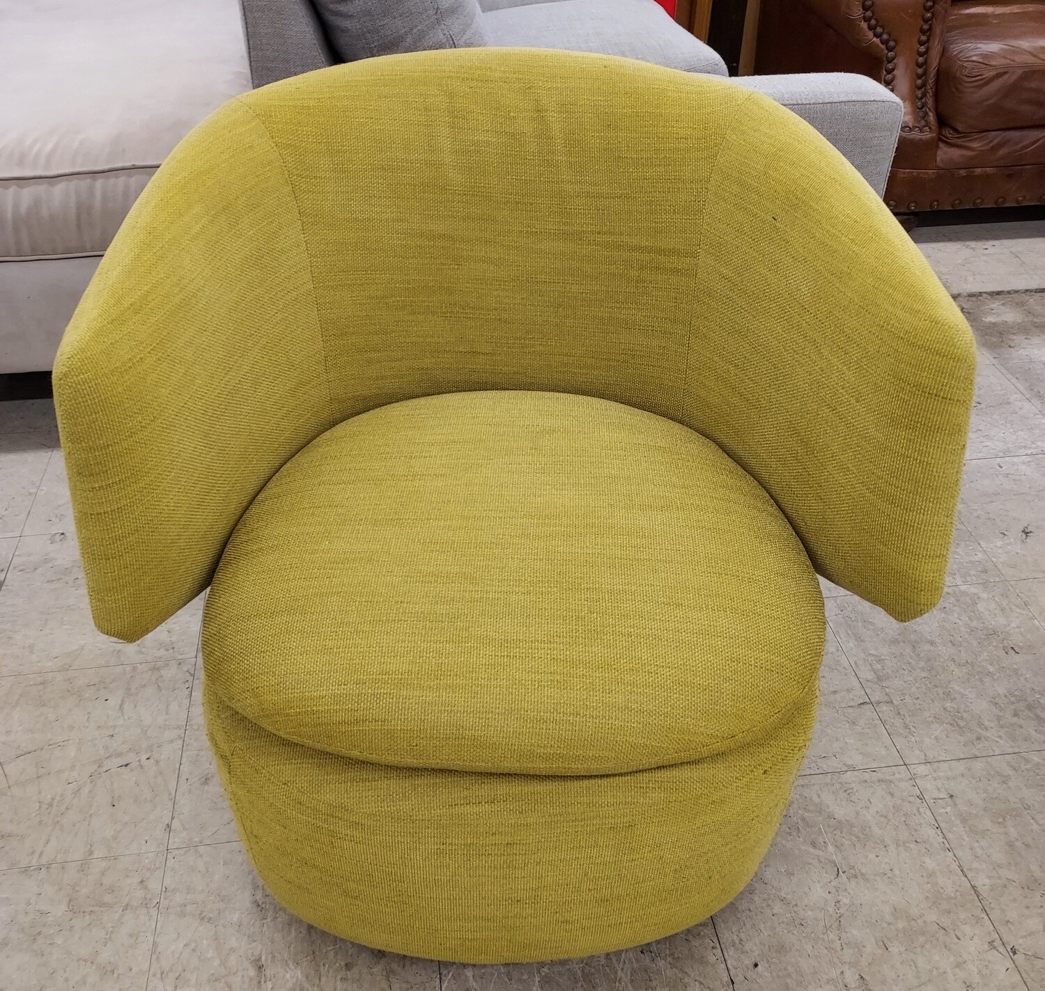 West Elm Yellow Art Deco Swivel Chair