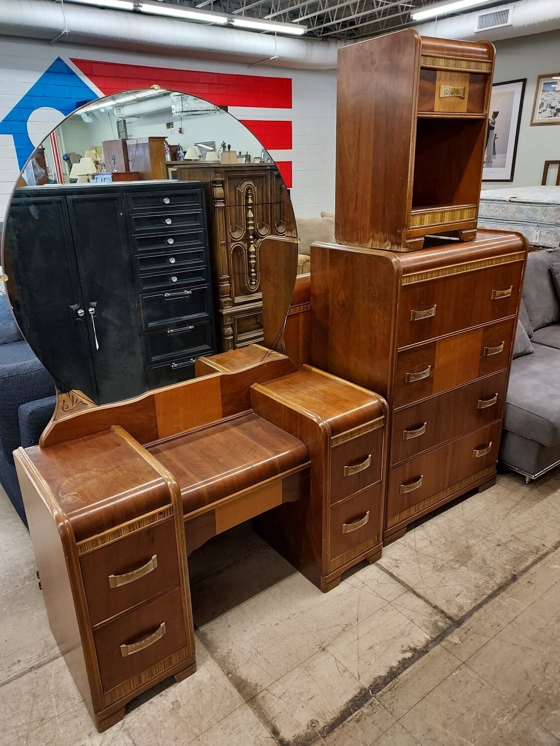 Vintage Bedroom Set w/ Beautiful Inlay