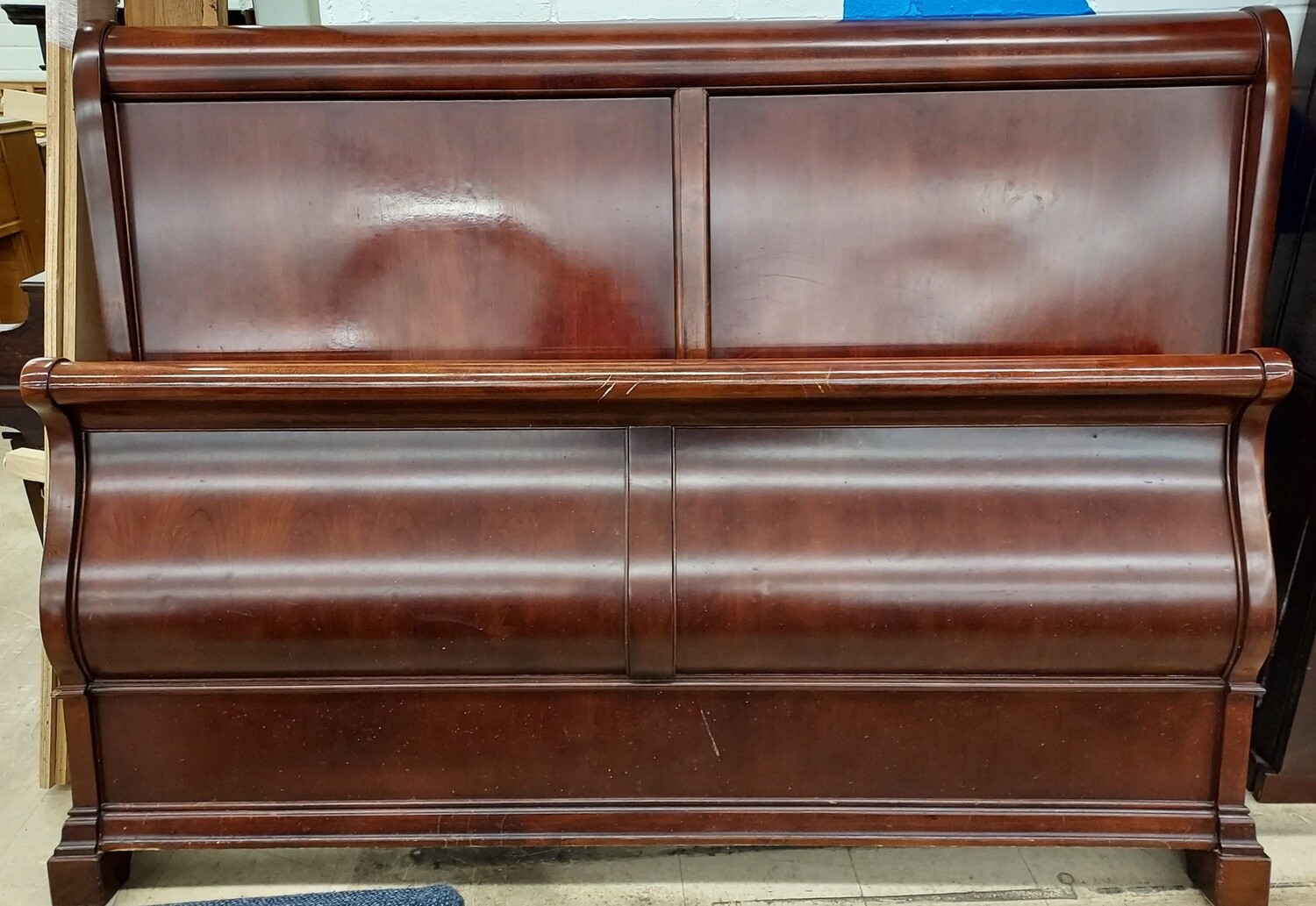 Dark Cherry King Sized Sleigh Bed