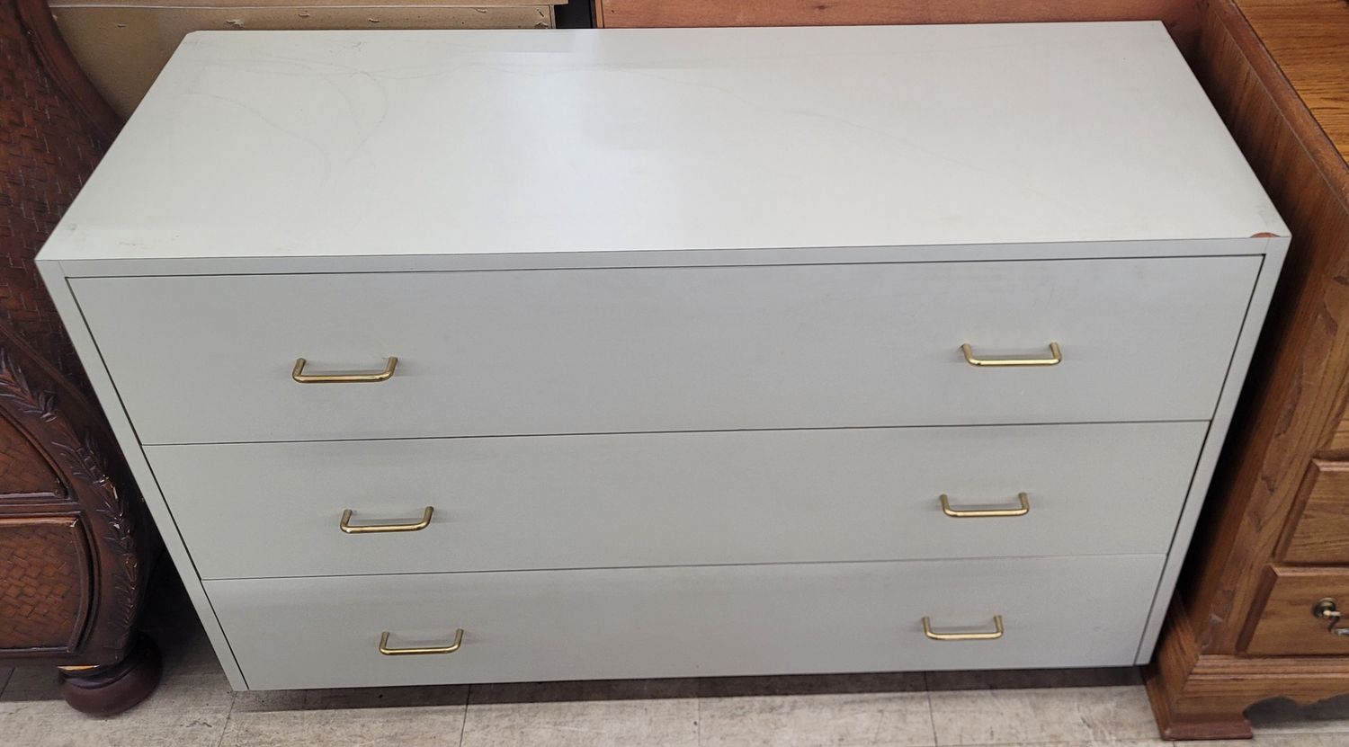 Small White Dresser w/ Brass Handles