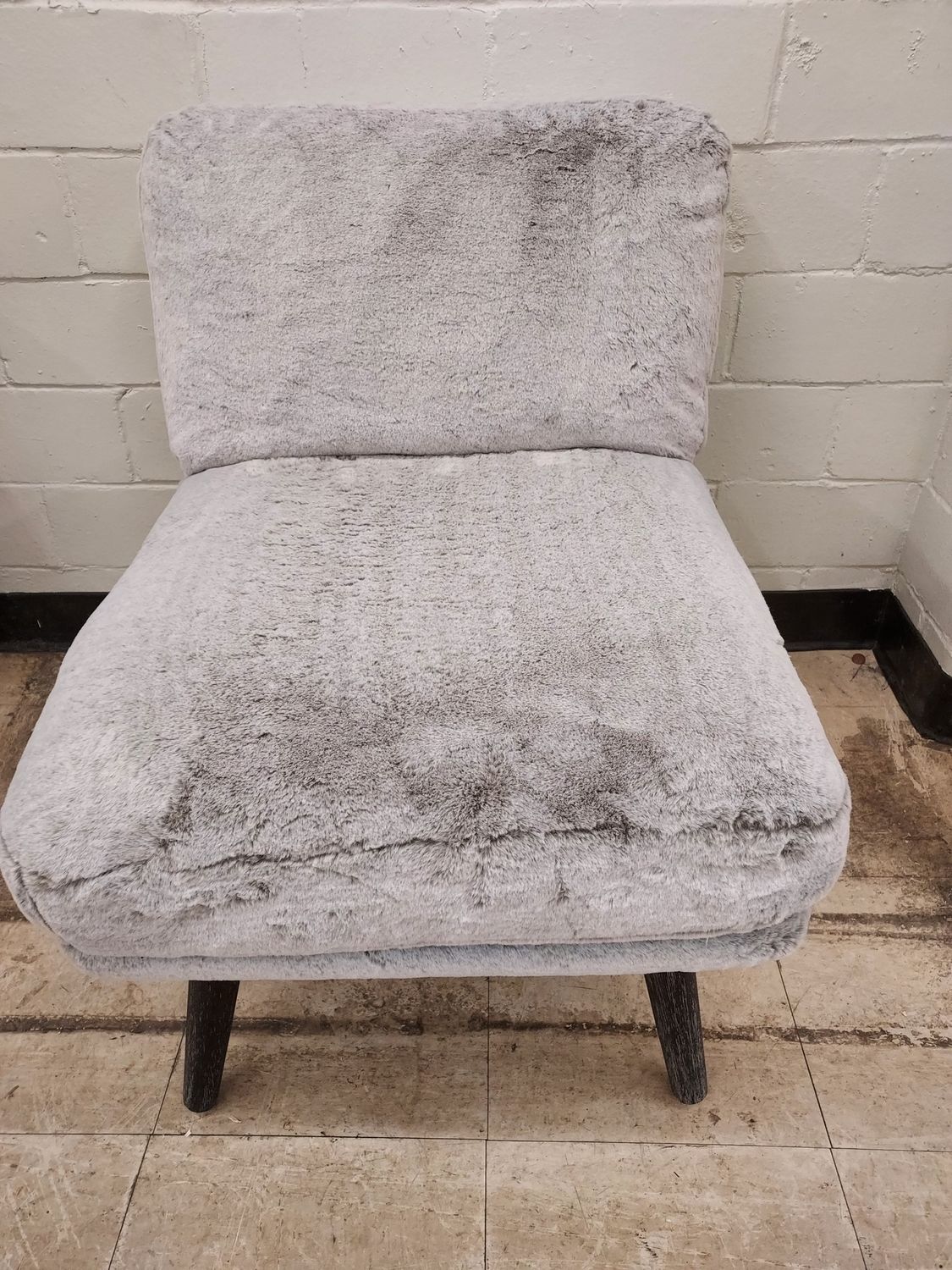 Grey Fuzzy Blanket Chair