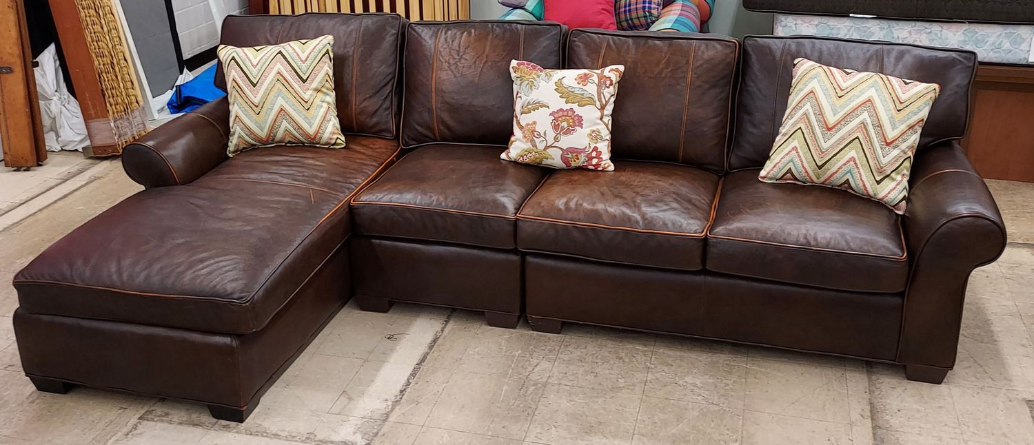 Arhaus Brown Leather Couch w/ Lounge