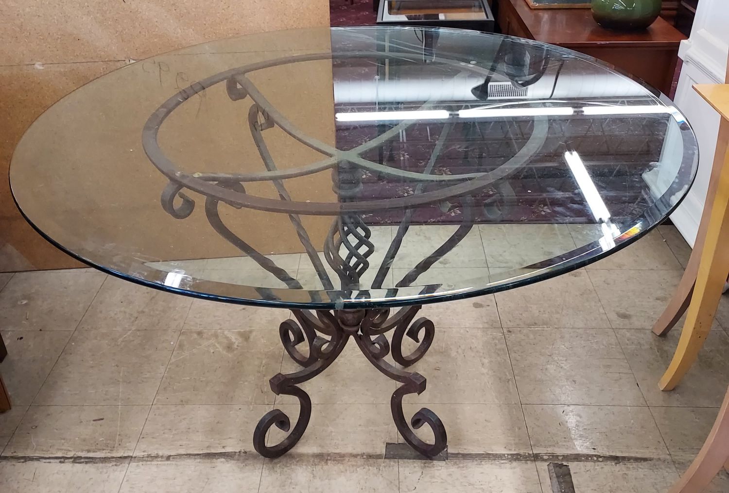 Wrought Iron Dining Table w/ Glass Top